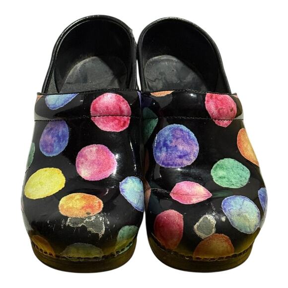 Dansko Professional Clogs Polka Dot Multicolor Leather Size 37 EU US 7 Nursing - Picture 3 of 8